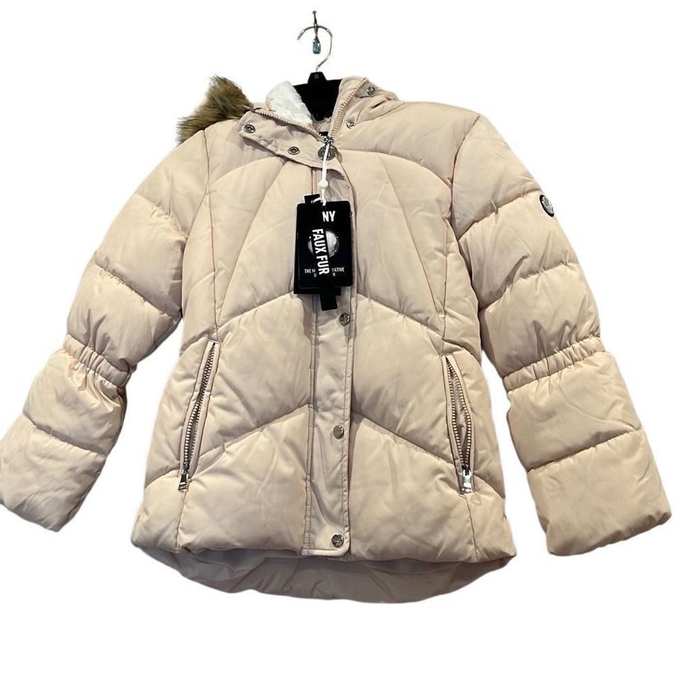 DKNY Girl’s Ivory Puff Coat Sz.10/12 M NWT Hooded